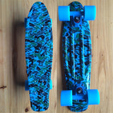 CHI YUAN 22" Blue Camouflage Graphic Printed Mini Cruiser  Plastic Skateboard